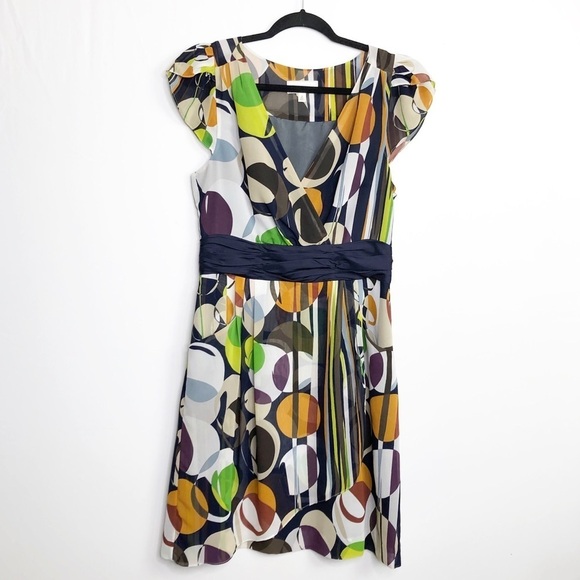𝅺ANTHROPOLOGIE Moulinette Soeurs Colorful geometric circle print dress - Picture 7 of 10